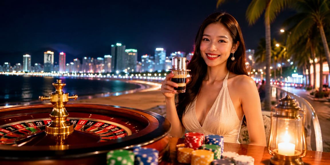 Người dùng thư giãn tại Nha Trang với cà phê và thiết bị di động theo dõi tài khoản cá cược
